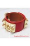 2009 Hermes Red Leather Gold Bangle 1171  Replica