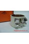 2009 Hermes White Leather Silver Bangle 1171  Replica
