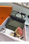 Hermes Herbag 31CM Original Canvas Leather & Calfskin 45987 Atrovirens&Black Replica