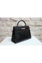 Hermes Kelly 32cm Shoulder Bag Black Croco Patent Leather K32 Silver Replica