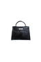 Hermes Kelly 32cm Shoulder Bag Black Croco Patent Leather K32 Silver Replica