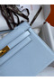 Hermes Kelly Pochette Handmade Bag In Blue Brume Epsom Calfskin Replica