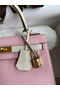 Hermes Kelly Sellier 25 Bicolor Bag in Rose Sakura and Craie Epsom Calfskin Replica