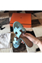 Hermes Oasis Sandals In Blue Atoll Epsom Leather Replica