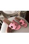 Hermes Oran Sandals In Pink Epsom Leather Replica