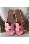 Hermes Oran Sandals In Pink Epsom Leather Replica