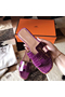 Hermes Oran Sandals In Purple Shiny Niloticus Crocodile Replica