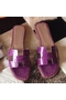 Hermes Oran Sandals In Purple Shiny Niloticus Crocodile Replica