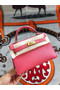 Hermes original mini Kelly chevre mysore K19CM Watermelon red&Gold Metal Replica