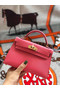 Hermes original mini Kelly chevre mysore K19CM Watermelon red&Gold Metal Replica