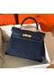 Hermes original Togo leather kelly bag KL320 dark blue Replica