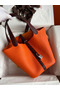 Hermes Picotin Lock 22 Bicolor Handmade Bag in Orange and Burgundy Swift Leather Replica