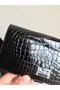 Hermes 100% genuine crocodile leather kelly Wallet 33569 black Replica