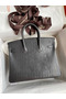 Hermes Birkin 25 Bag In Dark Grey Matte Alligator Crocodile Skin Replica
