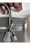 Hermes Birkin 25 Bag In Dark Grey Matte Alligator Crocodile Skin Replica