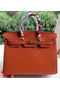 Hermes Birkin 35CM Tote Bag Orange Calfskin Leather BK35 Gold Replica