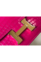 Hermes Constance 18 Handmade Bag In Rose Red Embossed Crocodile Replica