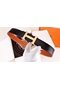 Hermes H Belt Buckle & Orange 32mm Clemence Strap Replica