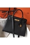 Hermes Kelly 32cm Bag In Black Clemence Leather GHW Replica