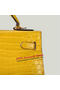 Hermes Kelly 32cm Shoulder Bags Yellow Iridescent Croco Leather Gold Replica