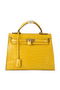 Hermes Kelly 32cm Shoulder Bags Yellow Iridescent Croco Leather Gold Replica