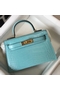 Hermes Kelly Mini II Bag In Blue Atoll Embossed Crocodile Leather Replica
