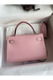 Hermes Kelly Mini II Sellier Handmade Bag In Rose Sakura Chevre Mysore Leather Replica