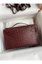 Hermes Kelly Pochette Handmade Bag In Bordeaux Ostrich Leather Replica