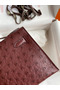 Hermes Kelly Pochette Handmade Bag In Bordeaux Ostrich Leather Replica