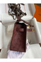 Hermes Kelly Pochette Handmade Bag In Bordeaux Ostrich Leather Replica