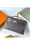 Hermes Kelly Pochette Handmade Bag In Etain Epsom Calfskin Replica