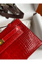 Hermes Kelly Pochette Handmade Bag In Red Shiny Alligator Leather Replica