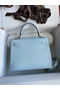 Hermes Kelly Sellier 25 Handmade Bag In Celeste Epsom Calfskin Replica