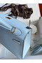 Hermes Kelly Sellier 25 Handmade Bag In Celeste Epsom Calfskin Replica