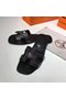 Hermes Leather Slipper HO781JYX Black Replica