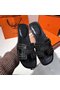 Hermes Leather Slipper HO781JYX Black Replica