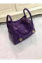 Hermes Lindy 30CM Purple Leather Shoulder Bag HLD30 Gold Replica