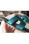 Hermes Oran Sandals In Lagon Epsom Leather Replica