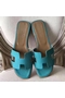 Hermes Oran Sandals In Lagon Epsom Leather Replica
