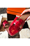 Hermes Oran Slide Sandals In Red Shiny Niloticus Crocodile Skin Replica