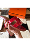 Hermes Oran Slide Sandals In Red Shiny Niloticus Crocodile Skin Replica