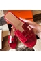 Hermes Oran Slide Sandals In Red Shiny Niloticus Crocodile Skin Replica