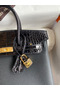 Hermes Touch Birkin 25 Bag in Black Togo and Shiny Alligator Leather Replica