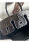 Hermes Touch Birkin 25 Bag in Black Togo and Shiny Alligator Leather Replica
