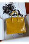 Hermes Birkin 25 Handmade Bag In Yellow Crocodile Niloticus Shiny Skin Replica