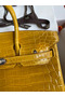 Hermes Birkin 25 Handmade Bag In Yellow Crocodile Niloticus Shiny Skin Replica