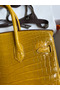Hermes Birkin 25 Handmade Bag In Yellow Crocodile Niloticus Shiny Skin Replica