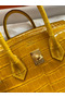 Hermes Birkin 25 Handmade Bag In Yellow Crocodile Niloticus Shiny Skin Replica