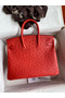 Hermes Birkin 25 Retourne Handmade Bag In Red Ostrich Leather Replica