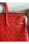 Hermes Birkin 25 Retourne Handmade Bag In Red Ostrich Leather Replica